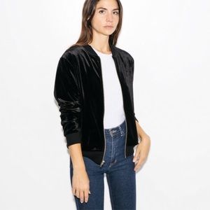 American Apparel Black Velvet Bomber M
